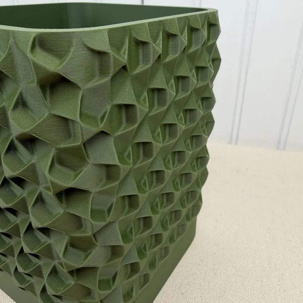 Rovi Square Planter, Indoor Flower Pot, Tabletop Planter, Faceted Texture,Modern